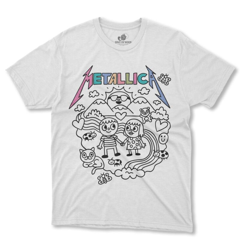 Playera | Metallica Caricatura Dibujo Blanca
